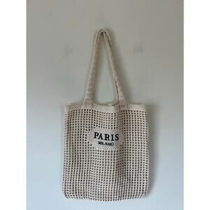 Paris Milano cream crochet bag beach tote